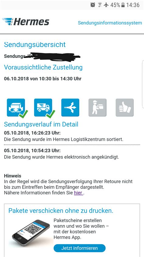 wann kommt der paket hermes